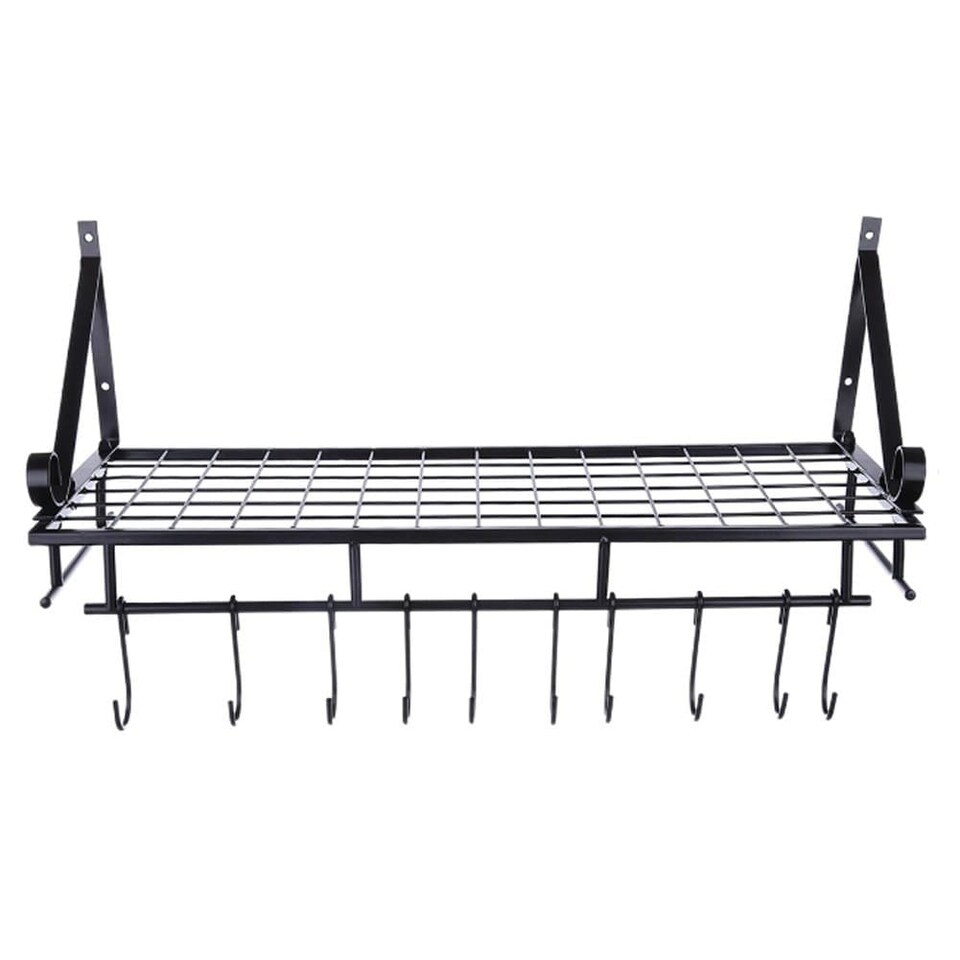 image 1 of Living and Home Kitchen Wall Mounted Shelves Rack for Pan Storage