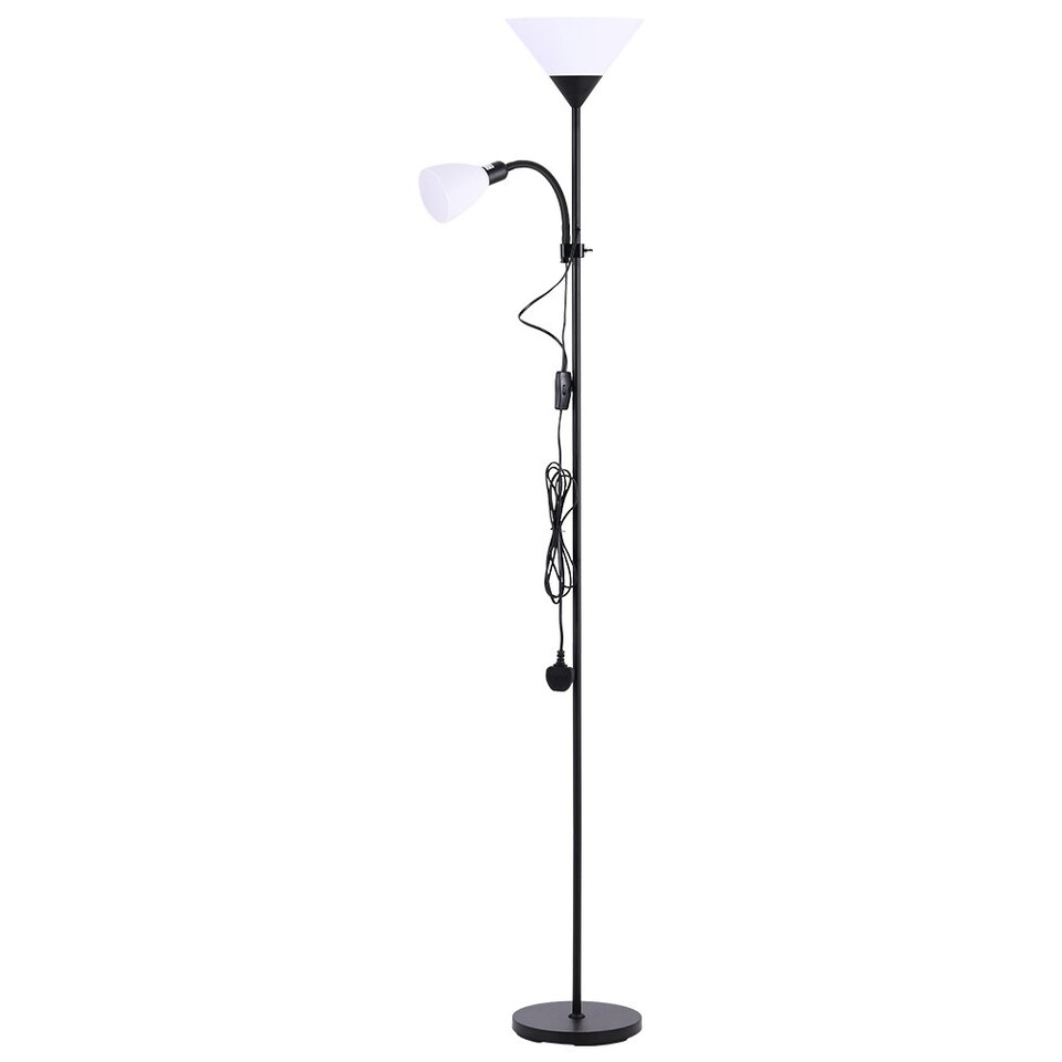 image 1 of Living and Home Modern 2 Head Standing Floor Lamp - Black Black