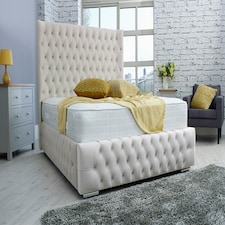 Dino Plush Double Bed Frame - Beige