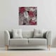 image 2 of Tropical Leaves in Red, White & Grey (Canvas Print) 46 x 46 x 4cm