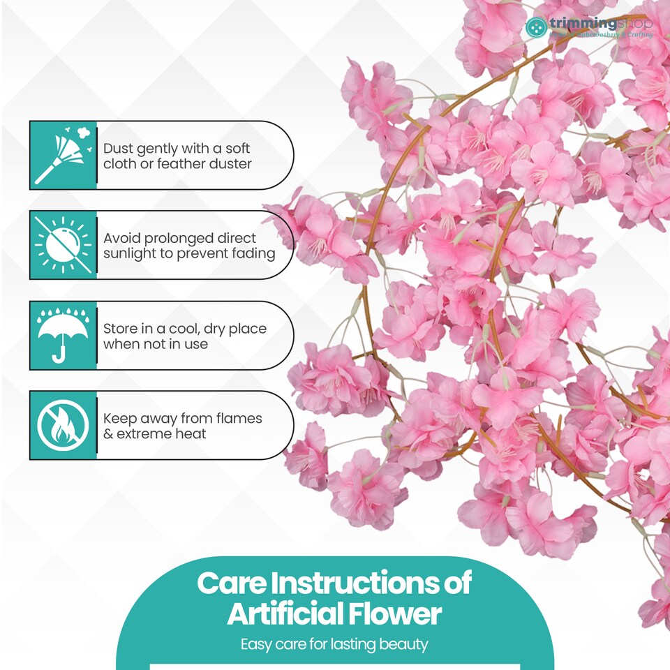 image 1 of 180cm Cherry Blossom Flower Garland, 144 Blooms with No Wire Hanging Flowers