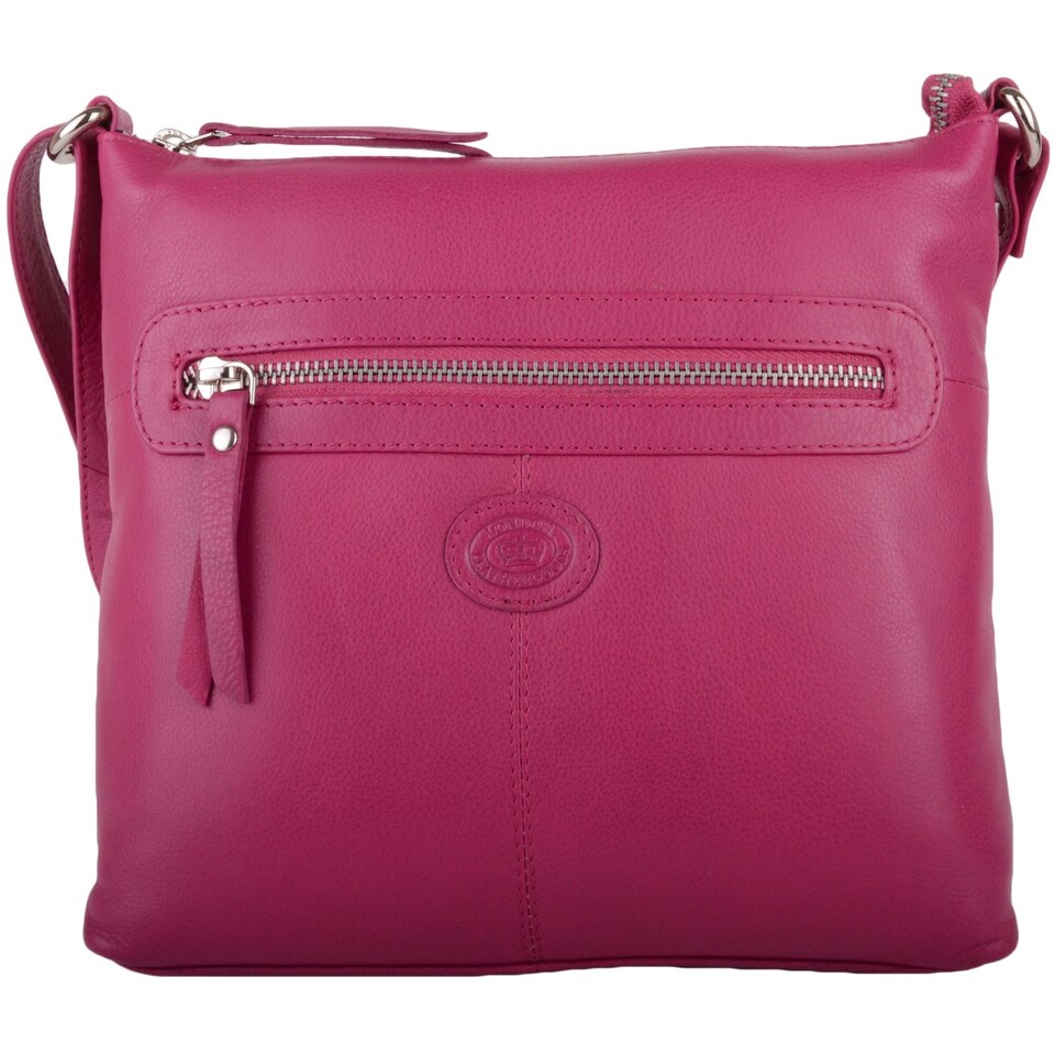 image 1 of London Leathergoods Womens Premium Genuine Leather Cross Body / Shoulder Bag | Pink | Magenta