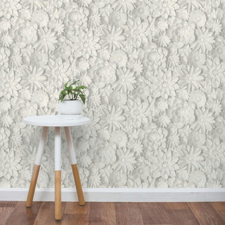 image 1 of Fine Decor Dimensions Floral Wallpaper - White - 32.8ft x 21in White