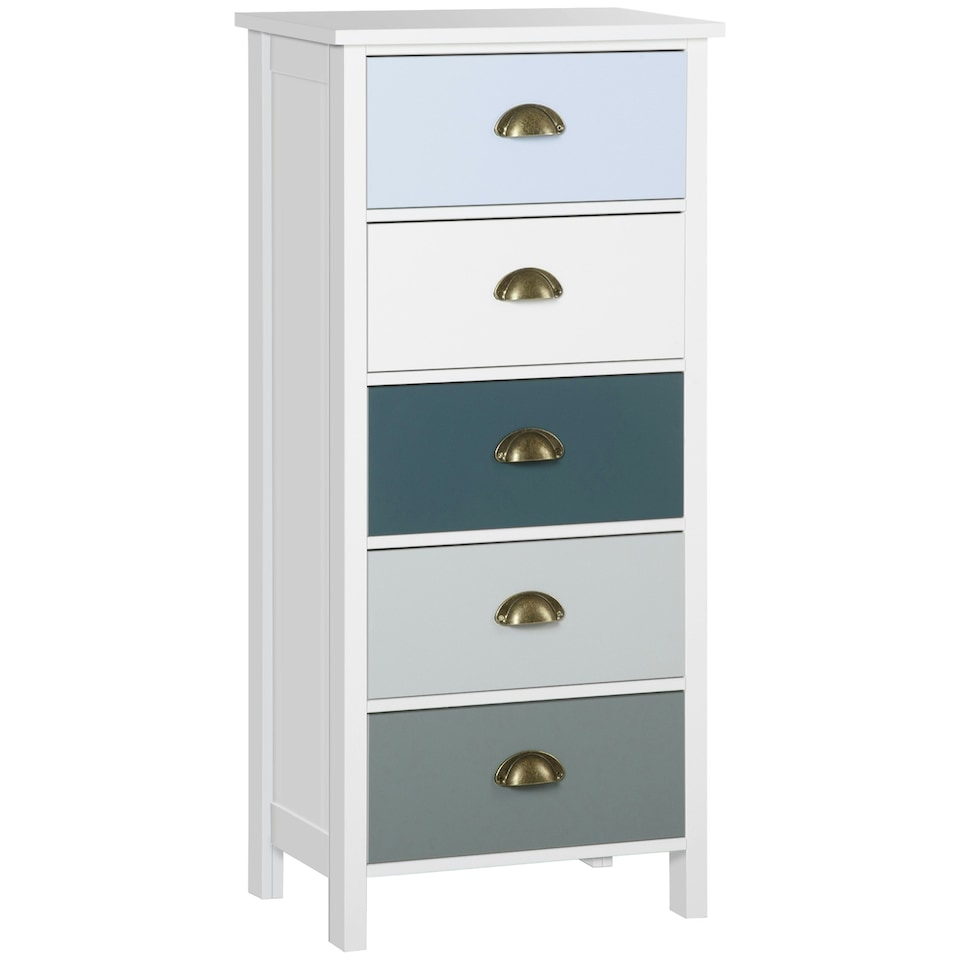 image 1 of HOMCOM Chest of Drawers, 5 Drawer Storage Organiser Unit Bedroom, Black