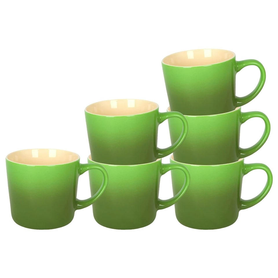 image 1 of Argon Tableware New Bone China Mugs - 330ml - Green Ombre - Pack of 6 Green