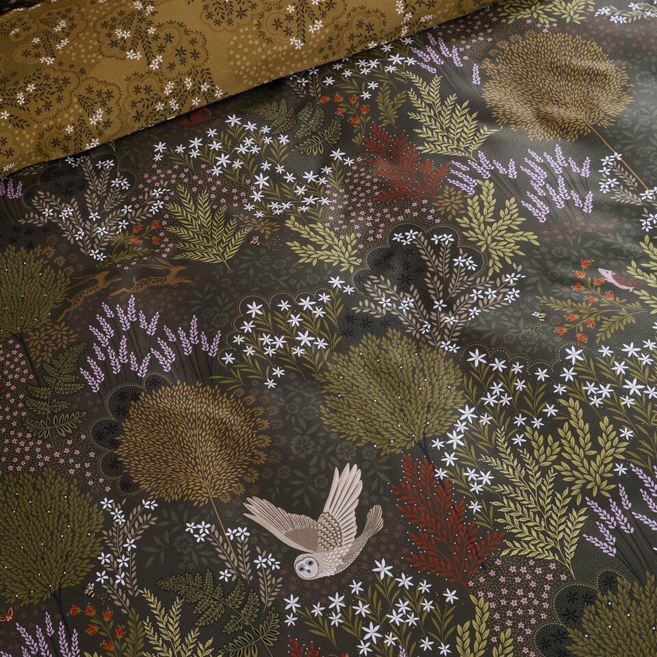 image 1 of Sara Miller Owl Forest Duvet Cover Set Deep Olive | Green | Deep Olive | Super King