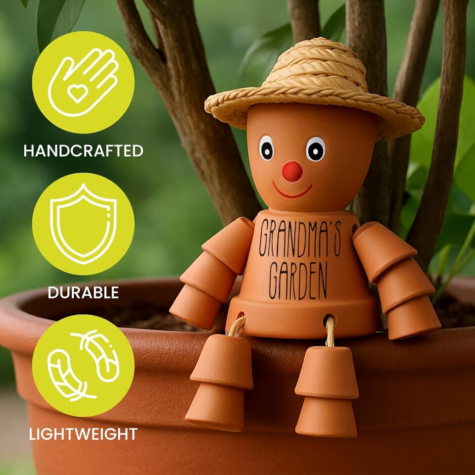 image 1 of Clay Man Terracotta Plant Pot Gift - Gardening Gifts | Brown | Grandmas - 1pack | 1