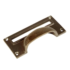 Hammer & Tongs Filing Cabinet Drawer Pull with Card Frame - W100mm x H50mm - Brass N/A