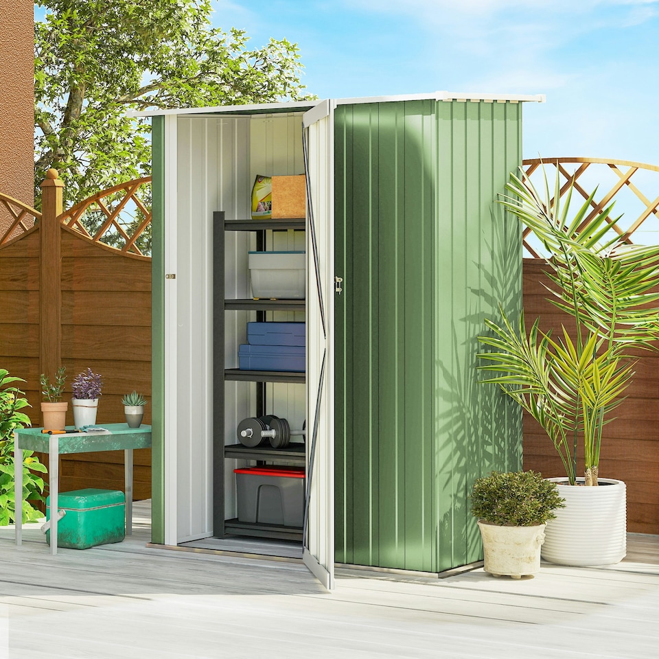 image 1 of Outsunny Outdoor Storage Shed Steel Garden Shed w/ Lockable Door