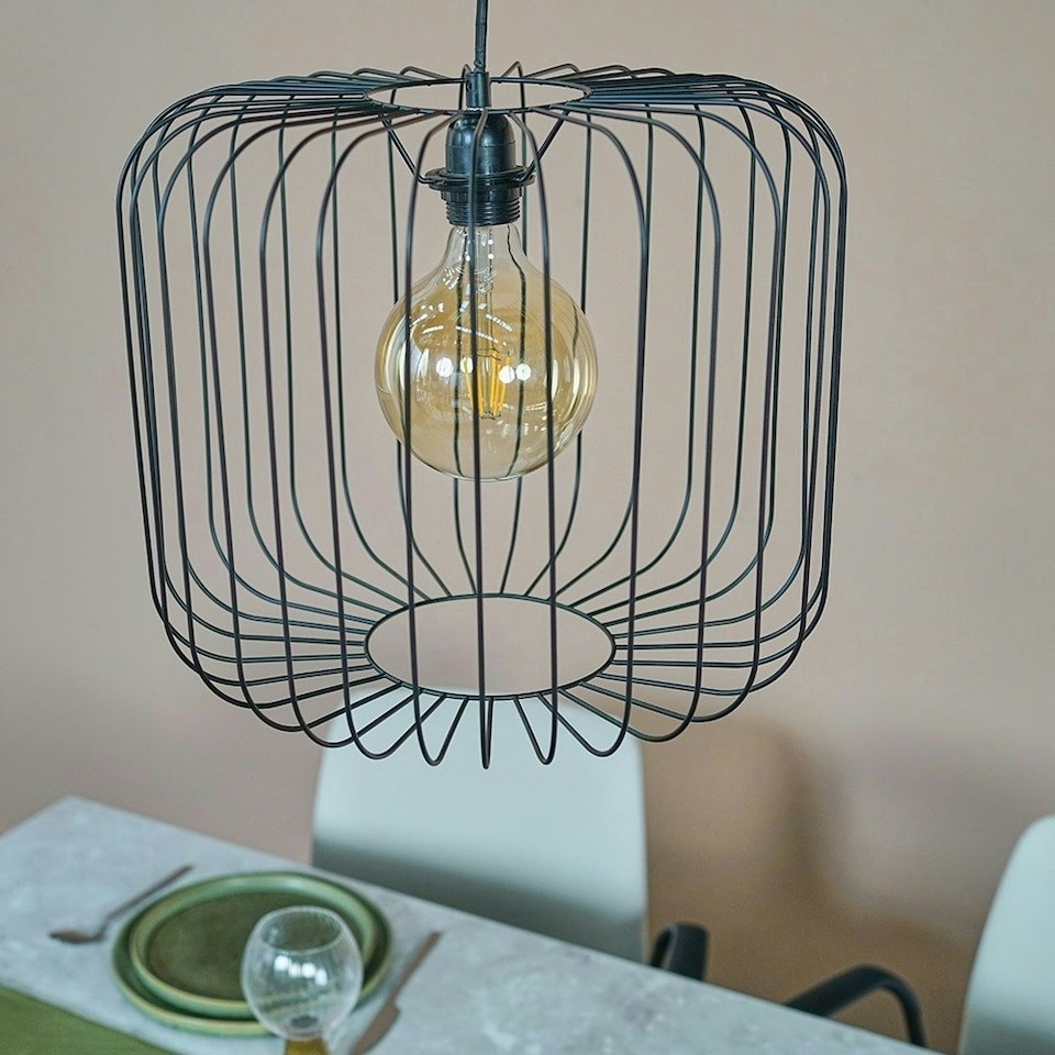 image 1 of ValueLights Ridgway Black Metal Wire Ceiling Light Shade