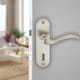 image 2 of Urfic Geneva Metal Lever Latch Door Handles Set Rose Internal & External | Silver | 4x Satin Nickel Keyhole | 4