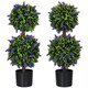 image 1 of HOMCOM Set of 2 Decorative Artificial Plants Ball Trees with Lavender Flowers in Pot Fake Plants for Home Indoor Outdoor Decor, 70cm, Green