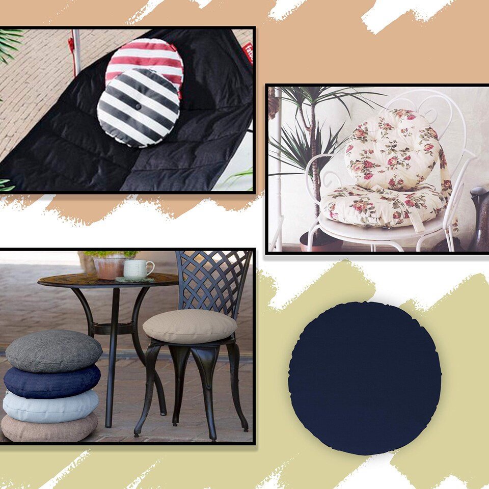 image 1 of Covers&All Round Pillow Cover, Weather & UV Resistant, with Zippers, Round 36in D x 36in W, Navy Blue