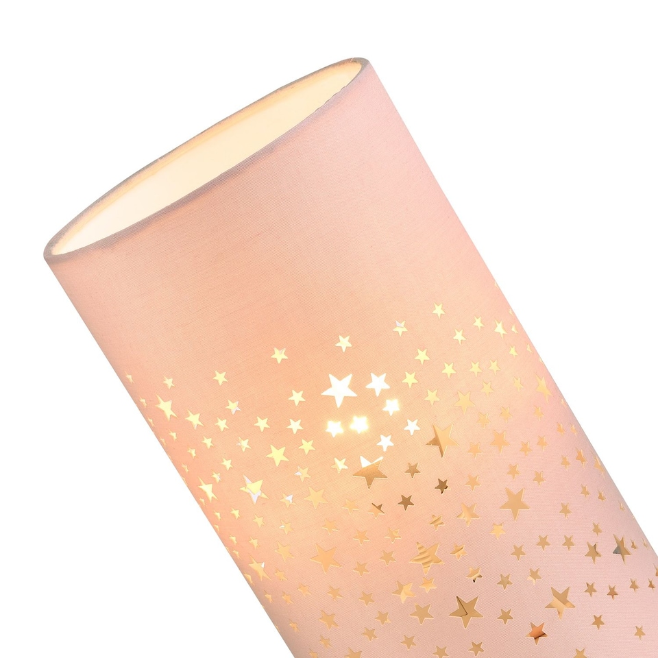image 1 of Contemporary Stars Decorated Children/Kids Blush Pink Cotton Bedside Table Light | Pink | Pink | 1