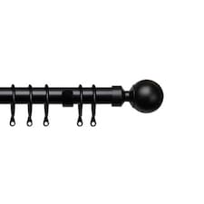 25-28mm Ball End Black Metal Curtain Pole Set 170 - 170cm | Black | Black