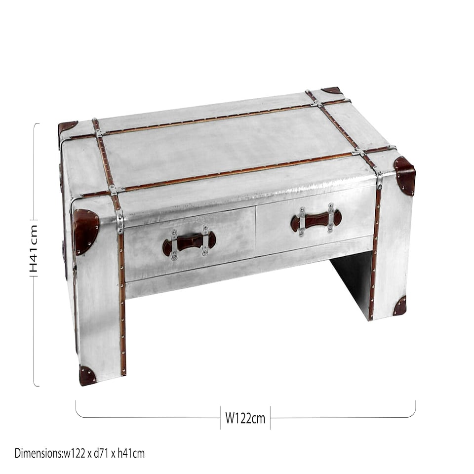 image 1 of Interiors by Premier Coffee Table, Industrial Coffee Table, Aluminium Plated Silver Coffee Table, Modern Coffee Table with Storage Silver