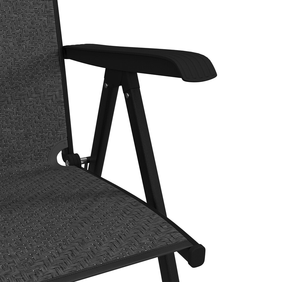 image 1 of Outsunny Set of 2 Outdoor Rattan Folding Chair Set w/ Adjustable Backrest Grey | Grey | Grey