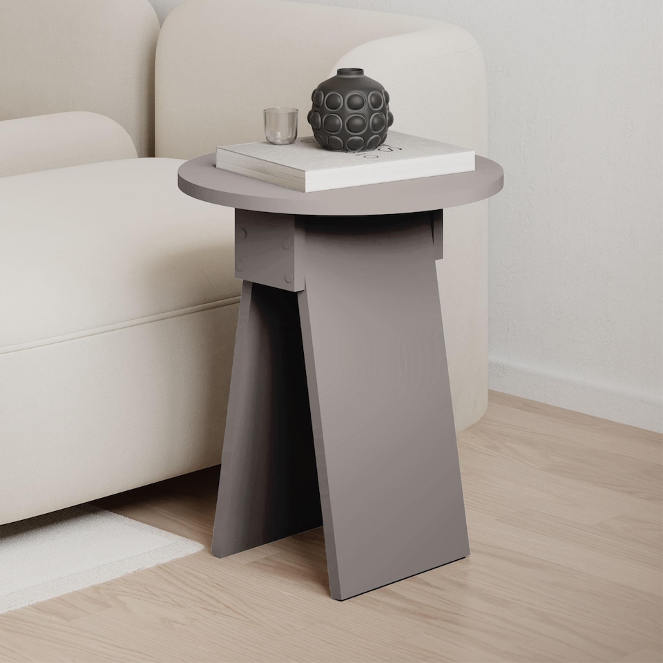image 1 of Decortie Chen Round Side Table 42x50cm Mocha Grey
