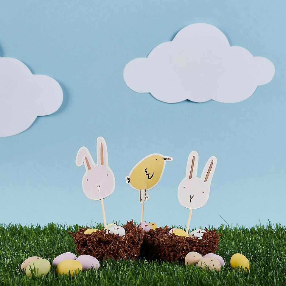 image 1 of Bunny & Chick Cake Picks - Pack of 6