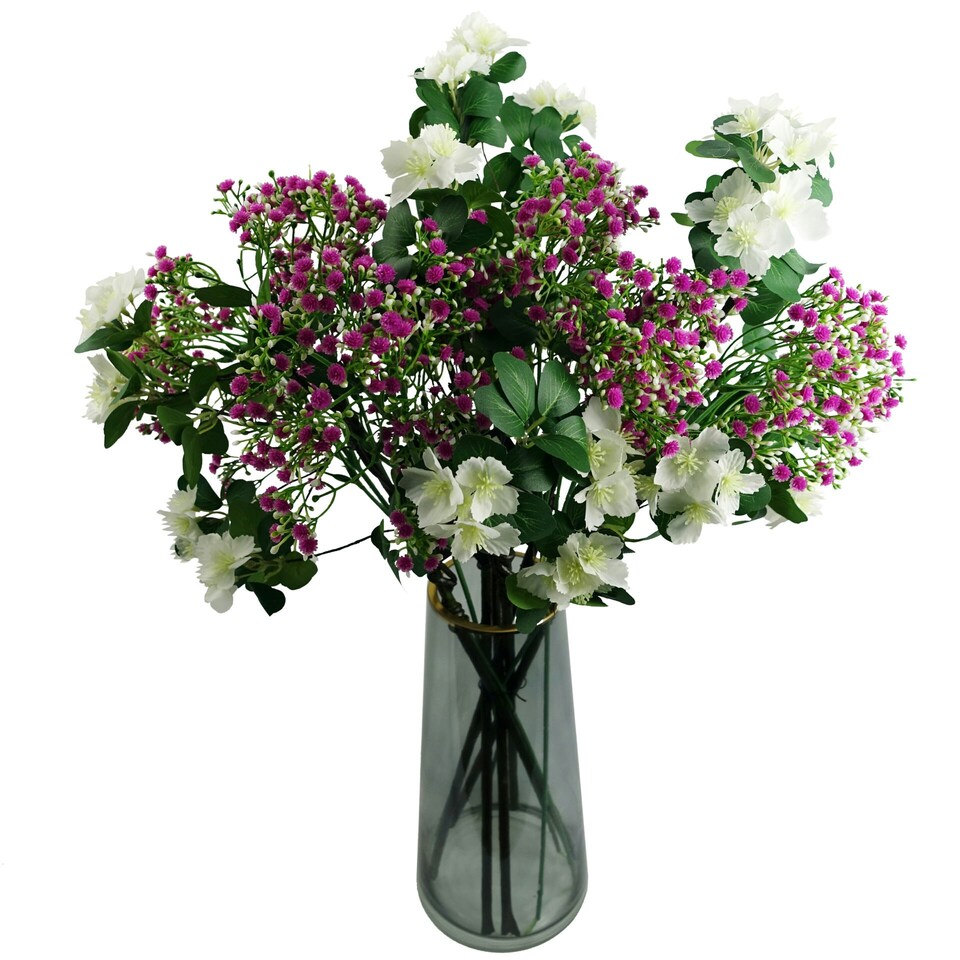 image 1 of 60cm Flower Foliage Spray - White