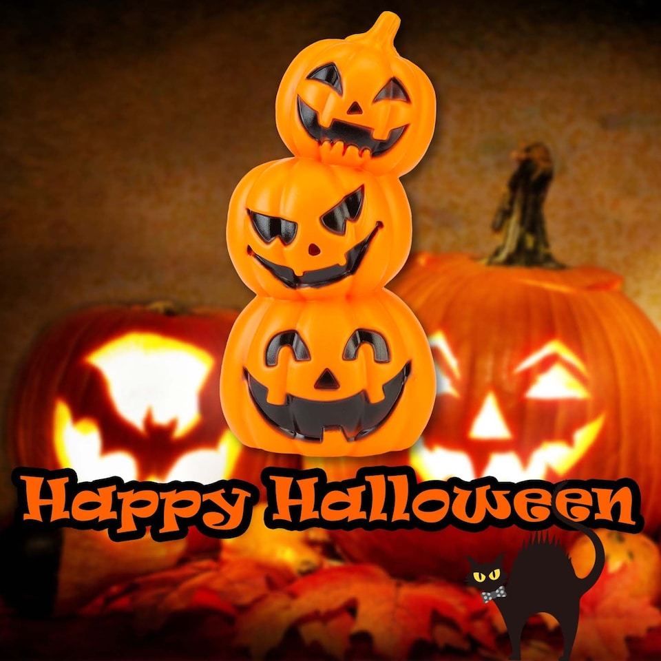 image 1 of PMS Halloween Pumpkin Light Up Decoration - Orange 30cm x 15cm