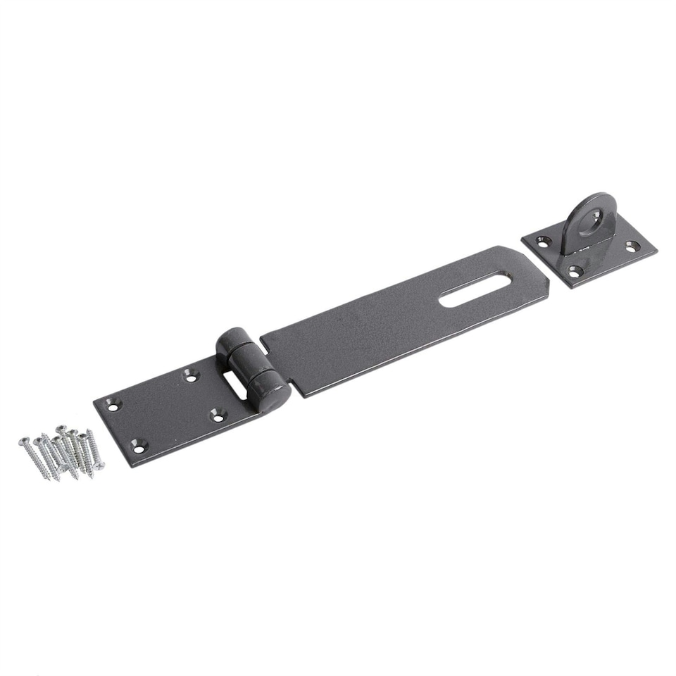 image 1 of Blackspur Heavy-Duty Carbon Steel Safety Hasp & Staple - 178mm - Black