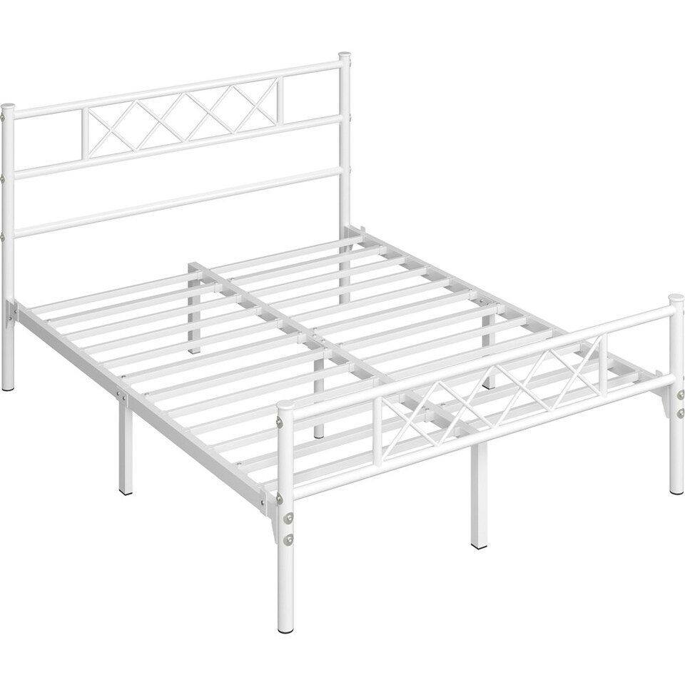 image 1 of Yaheetech 190 cm L × 135 cm W Simple Metal Bed Frame White