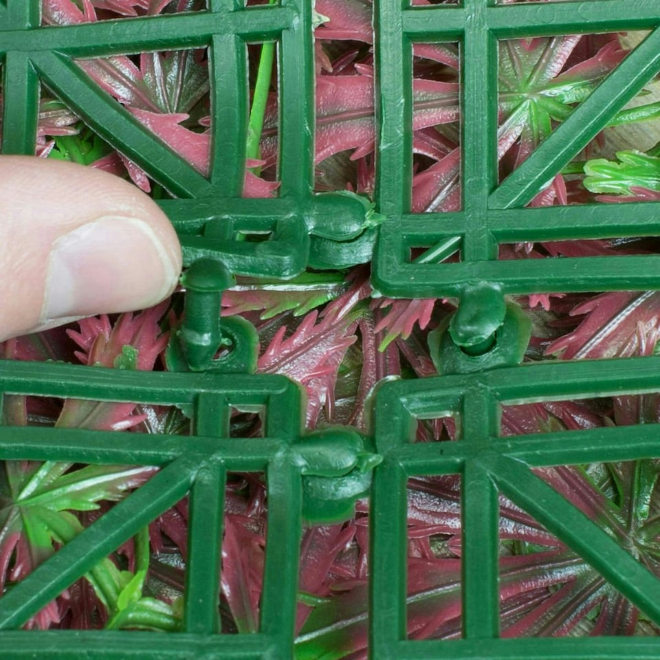 image 1 of Primrose Red Acer Artificial Hedge Garden Patio Panels 50cm x 50cm Set of 2