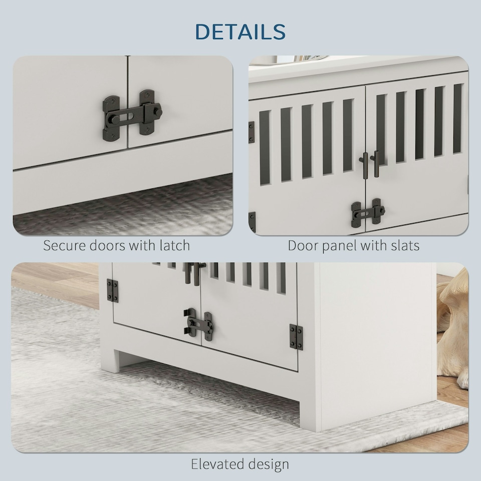 image 1 of PawHut Raised Dog Bowls for Large Dogs Feeding Station w/ Stand, Storage - White