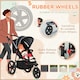 image 6 of HOMCOM Foldable Three-Wheeler Baby Stroller w/ Sun Canopy, Storage