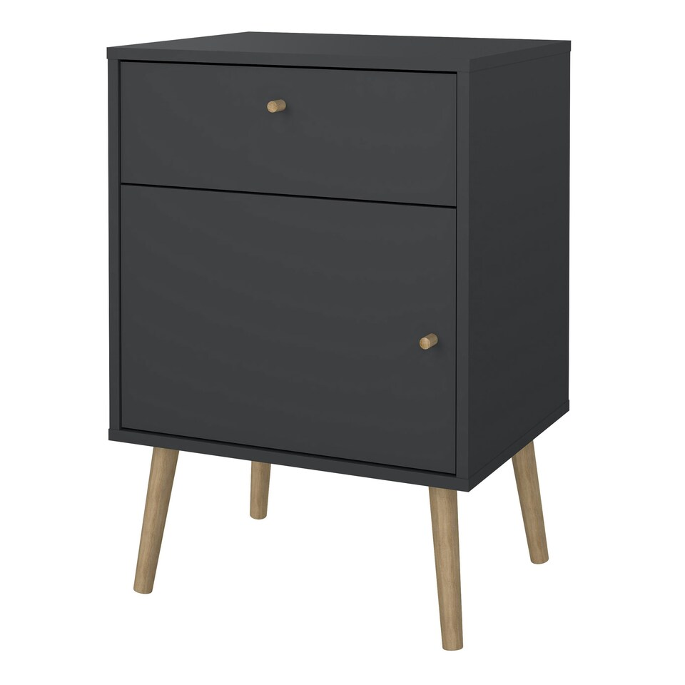 image 1 of Cumbria Nightstand 1 Door + 1 Drawer Dark Grey