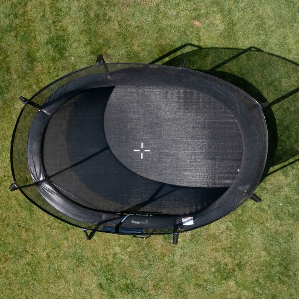 image 1 of 15ft x 10ft JumpPRO® Xcel Black Oval Trampoline with Enclosure
