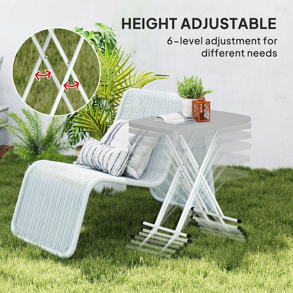 image 1 of Outsunny Folding Coffee Table, Height Adjustable Bistro Table