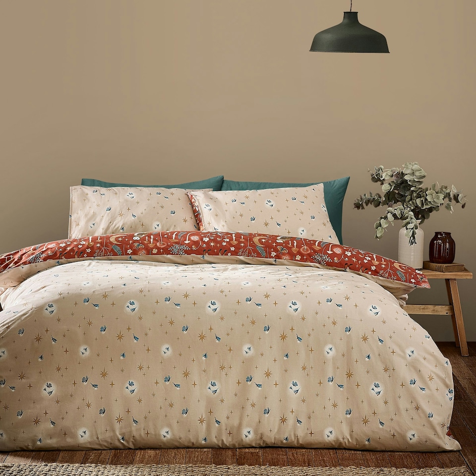 image 1 of Catherine Lansfield Enchanted Twilight Animals Reversible Duvet Cover Set Burnt Orange Orange | Burnt Orange | Double