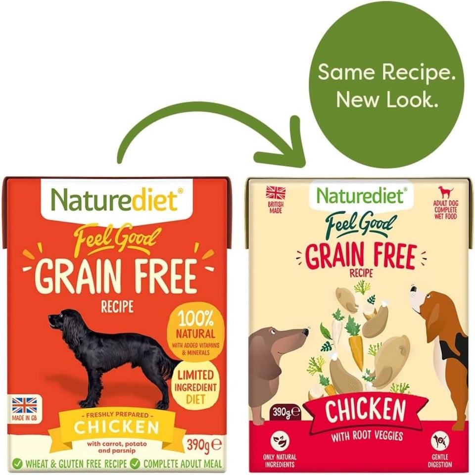image 1 of Naturediet - Feel Good Wet Dog Food, Natural and Nutritionally Balanced, Grain Free, Chicken, 390g (Pack of 18)