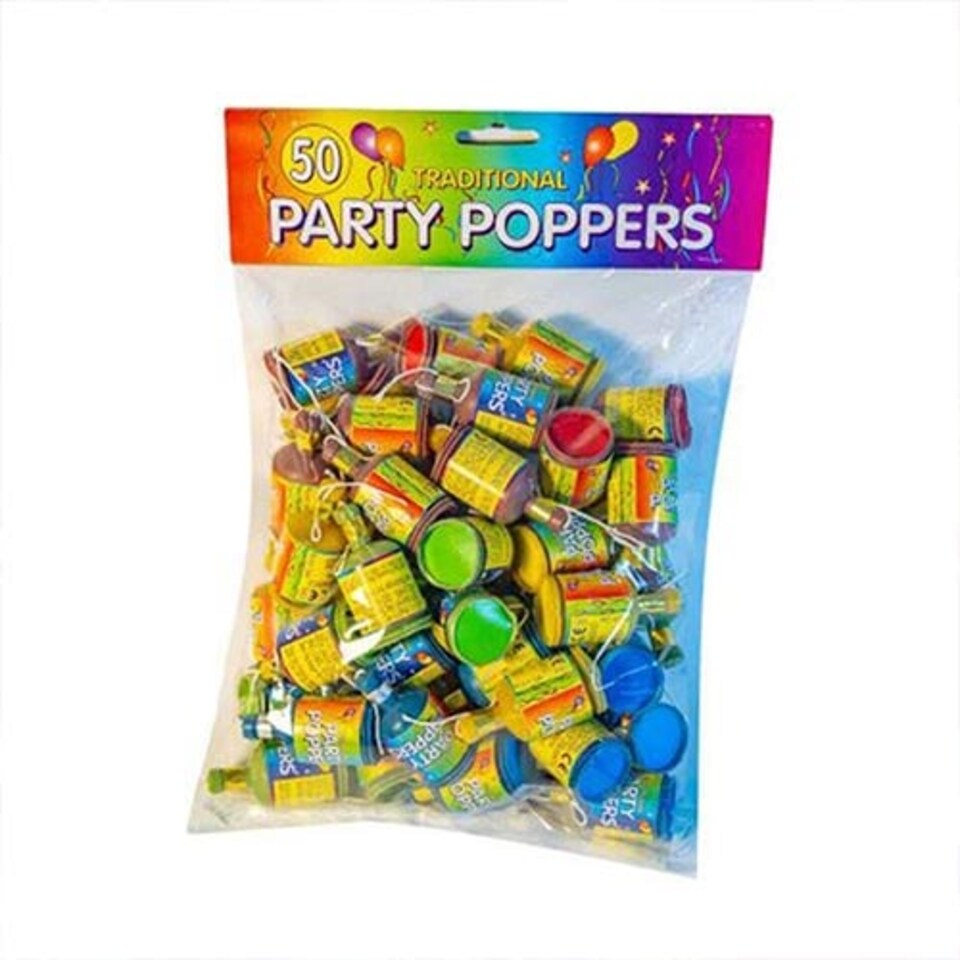 image 1 of Assorted Colours Party Poppers - Pack of 50