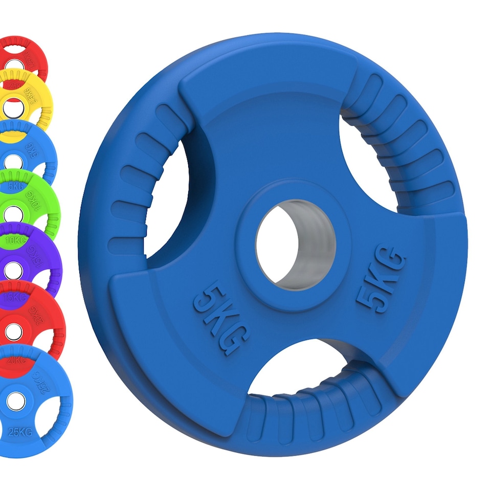 Olympic Tri-Grip Rubber Weight Plates Colour Pairs Sets 5 kg PAIR