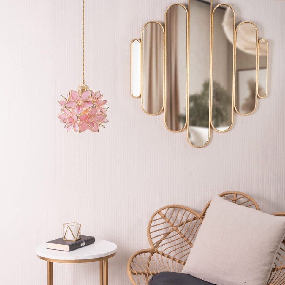 image 1 of ValueLights Reine Pink Glass Flower Ceiling Lamp Shade & Bulb | Pink