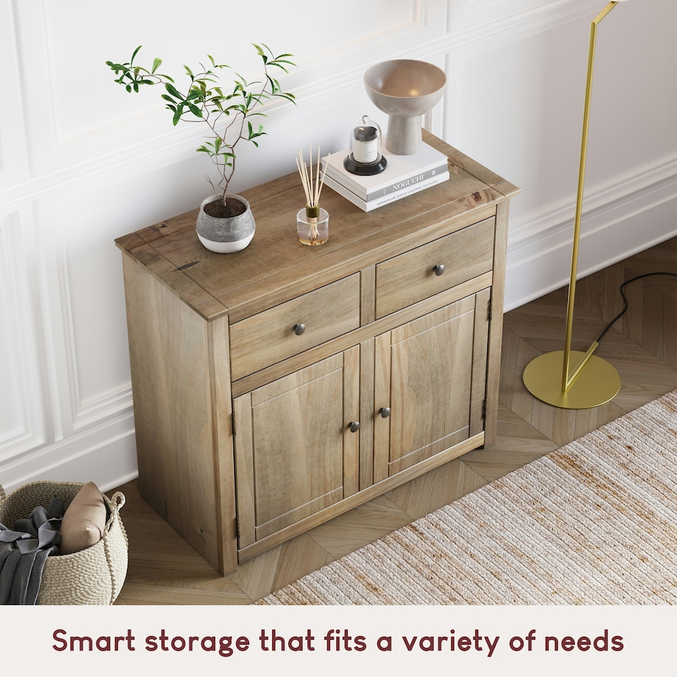 image 1 of Vida Designs Panama 2 Door 2 Drawer Sideboard Buffet Cabinet, Solid Pine Wood