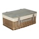 image 2 of 46cm Antique Wash White Lined Willow Empty Picnic Basket with Pinewood Lid | Brown | Brown | L | 1