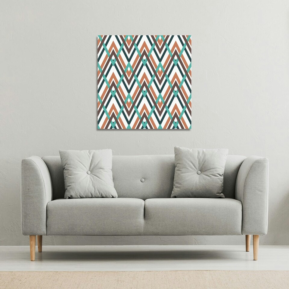 image 1 of Coloured Geometric Zig Zag (Canvas Print) 46 x 46 x 4cm