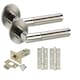 image 2 of Golden Grace Mitred Style Modern Bathroom Door Handles Set Lever Latch on Round Rose with Duo Chrome Finish with Ball Bearing Hinges and 64mm Tubular | Grey | 1 Set