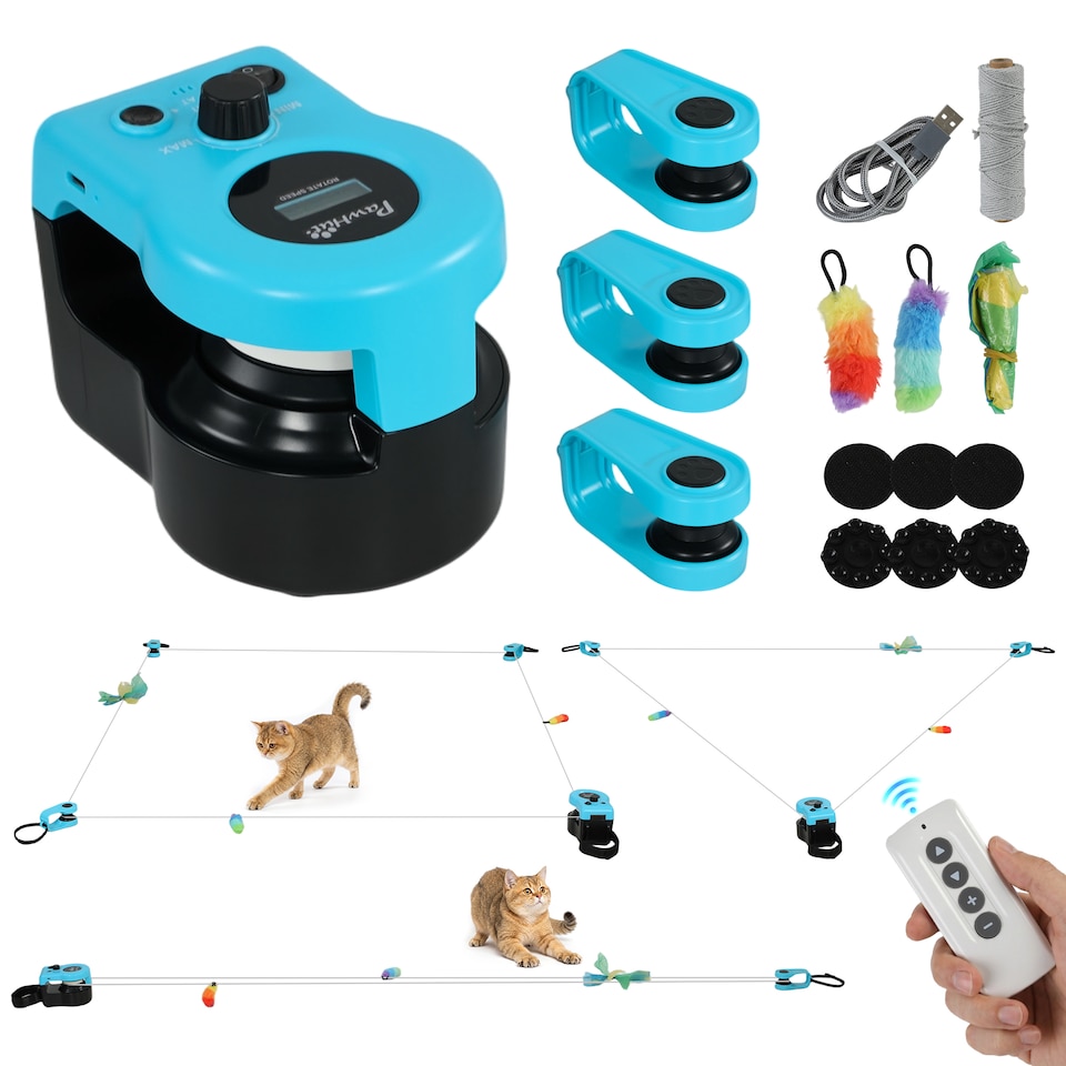 image 1 of PawHut Automatic & Remote Control Interactive Cat Toy DIY Track Mouse Sound