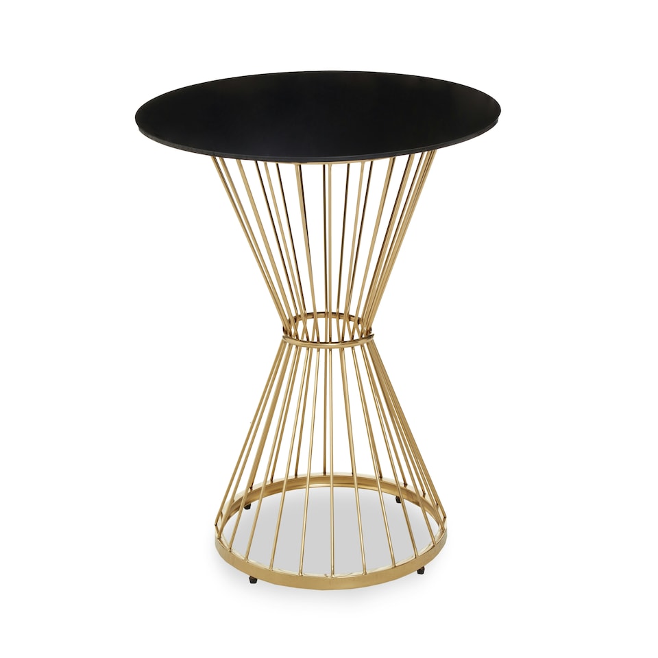 image 1 of Interiors By Premier Luxe Hourglass Dining Table with Black Glass And Gold Base,Stylish Lounge Table, Patio Table, Kitchen Table Gold