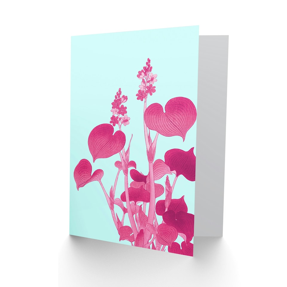 image 1 of Ohara Koson Blooming Hosta Pink Art Blank Just to Say Card