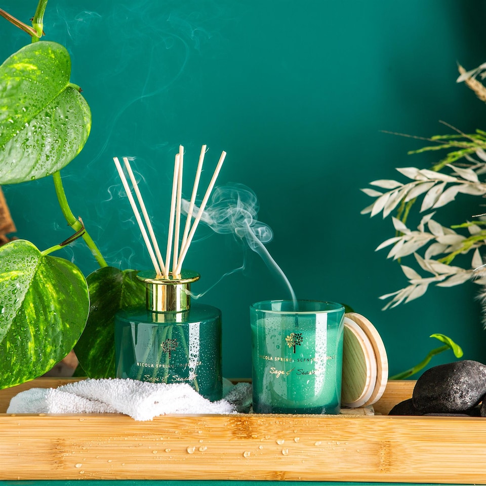 image 1 of Nicola Spring Soy Wax Scented Candle - 130g - Sage & Seasalt | Green | Green