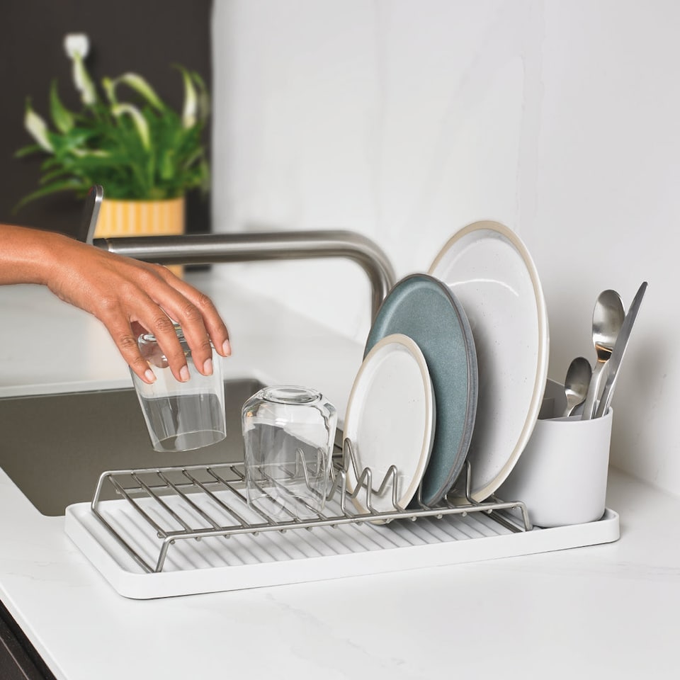 image 1 of ReBorn Recycled Compact Draining Rack | White | Stone