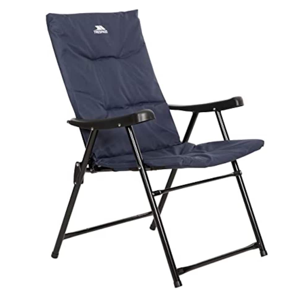 image 1 of Trespass Paddy Folding Camping & Garden Deck Chair - Foam Padded Seat, Steel Frame, Foldable Lightweight 3.8kg, H93 X W60 X D60cm