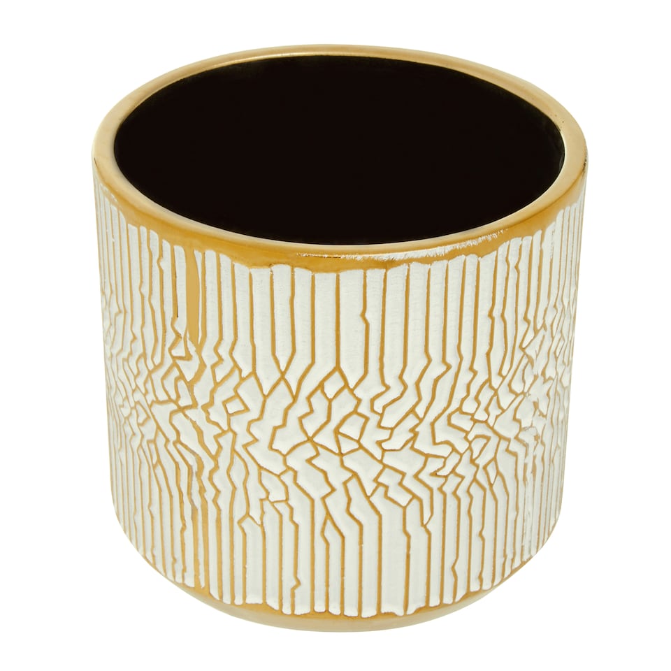 image 1 of Honna Small White Gold Ceramic Planter Gold