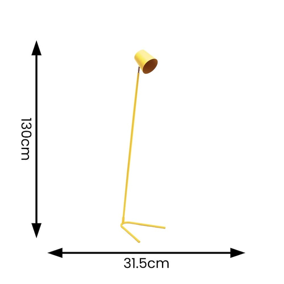 image 1 of ValueLights Lark Mustard Yellow Metal Task Slimline Floor Lamp